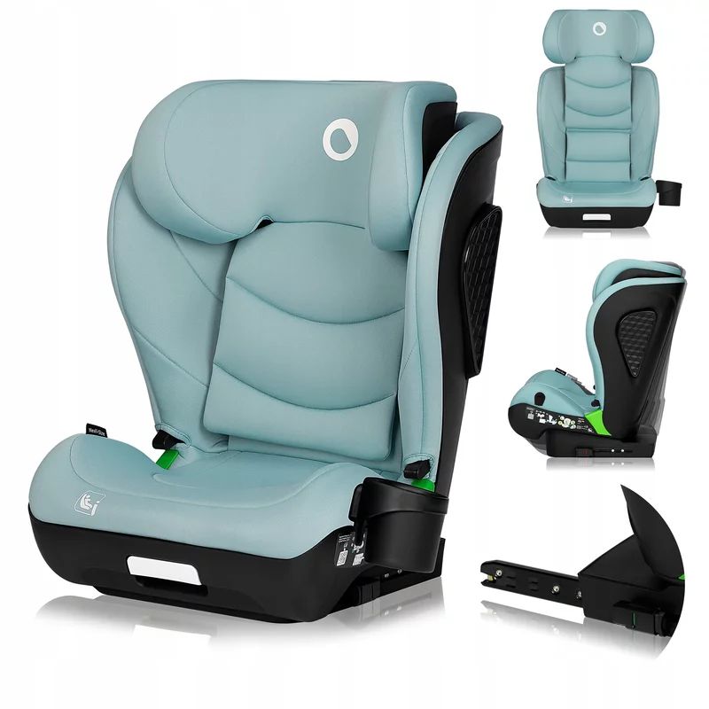 Scaun auto i-Size, Lionelo, Neal, Spatar reglabil in 4 pozitii, Tetiera in 10 pozitii, Suport sticla inclus, 15-36 Kg, 100-150 cm, Cu Isofix, Conform ECE R129, Verde Turquoise