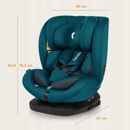 Scaun auto, Lionelo, Bastiaan i-Size, 4 in 1, Protectie laterala, Cu spatar inclinabil in 4 pozitii, Cu tetiera reglabila in 7 pozitii, Rotire 360 grade, Top Tether, 0-36 Kg, 40-150 cm, Cu Isofix, Conform cu ECE R129/03, Albastru Indigo