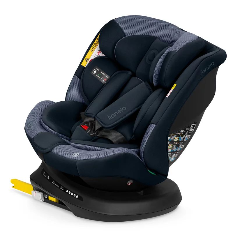 Scaun auto, Lionelo, Bastiaan Plus i-Size, 4 in 1, Protectie laterala, Cu spatar inclinabil in 6 pozitii, Cu tetiera reglabila in 12 pozitii, Rotire 360 grade, Top Tether, 0-36 Kg, 40-150 cm, Cu Isofix, Conform cu R129/04, Navy Blue
