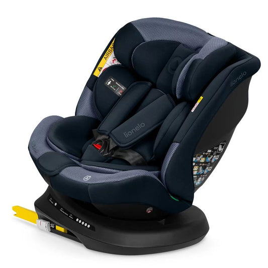 Scaun auto, Lionelo, Bastiaan Plus i-Size, 4 in 1, Protectie laterala, Cu spatar inclinabil in 6 pozitii, Cu tetiera reglabila in 12 pozitii, Rotire 360 grade, Top Tether, 0-36 Kg, 40-150 cm, Cu Isofix, Conform cu R129/04, Navy Blue