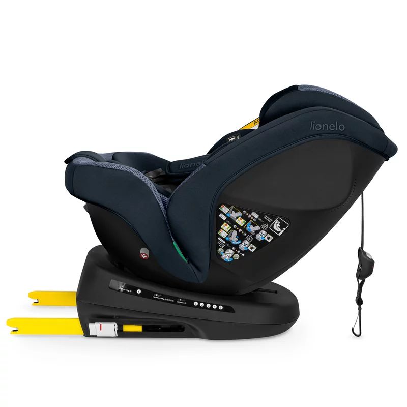 Scaun auto, Lionelo, Bastiaan Plus i-Size, 4 in 1, Protectie laterala, Cu spatar inclinabil in 6 pozitii, Cu tetiera reglabila in 12 pozitii, Rotire 360 grade, Top Tether, 0-36 Kg, 40-150 cm, Cu Isofix, Conform cu R129/04, Navy Blue