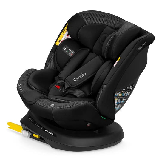 Scaun auto, Lionelo, Bastiaan Plus i-Size, 4 in 1, Protectie laterala, Cu spatar inclinabil in 6 pozitii, Cu tetiera reglabila in 12 pozitii, Rotire 360 grade, Top Tether, 0-36 Kg, 40-150 cm, Cu Isofix, Conform cu R129/04, Black Carbon
