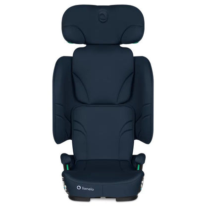 Scaun auto pliabil, Lionelo, Orin, i-Size, 100-150 cm, Tetiera reglabila in 14 pozitii, Spatar in 4 pozitii, Isofix+Top Tether, Sezut ergonomic, Husa transport, Suport sticla, Albastru
