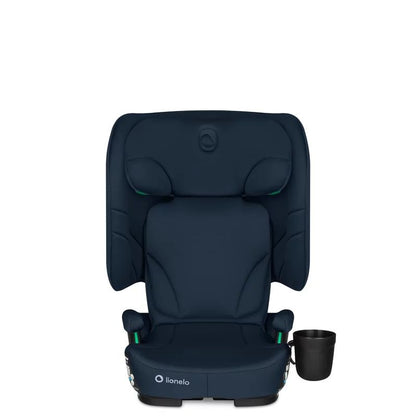Scaun auto pliabil, Lionelo, Orin, i-Size, 100-150 cm, Tetiera reglabila in 14 pozitii, Spatar in 4 pozitii, Isofix+Top Tether, Sezut ergonomic, Husa transport, Suport sticla, Albastru