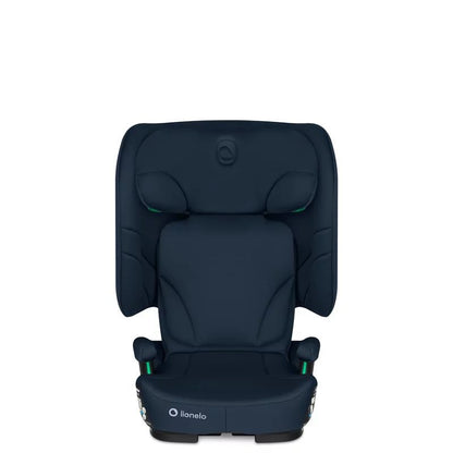 Scaun auto pliabil, Lionelo, Orin, i-Size, 100-150 cm, Tetiera reglabila in 14 pozitii, Spatar in 4 pozitii, Isofix+Top Tether, Sezut ergonomic, Husa transport, Suport sticla, Albastru