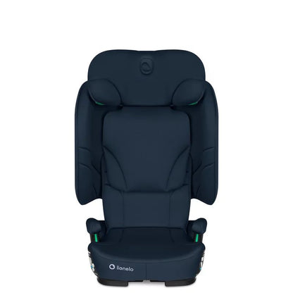 Scaun auto pliabil, Lionelo, Orin, i-Size, 100-150 cm, Tetiera reglabila in 14 pozitii, Spatar in 4 pozitii, Isofix+Top Tether, Sezut ergonomic, Husa transport, Suport sticla, Albastru