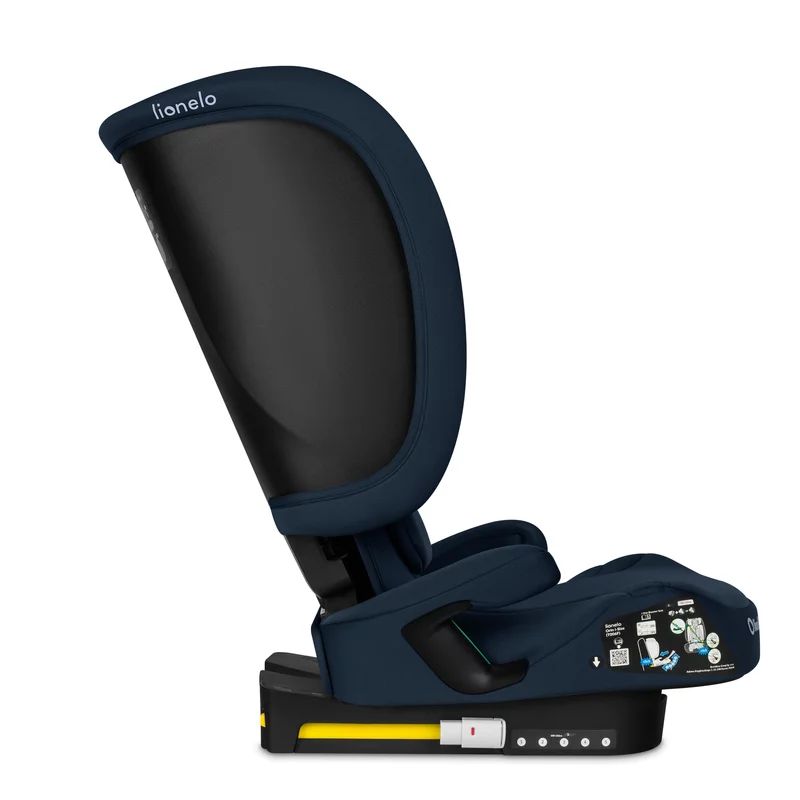 Scaun auto pliabil, Lionelo, Orin, i-Size, 100-150 cm, Tetiera reglabila in 14 pozitii, Spatar in 4 pozitii, Isofix+Top Tether, Sezut ergonomic, Husa transport, Suport sticla, Albastru