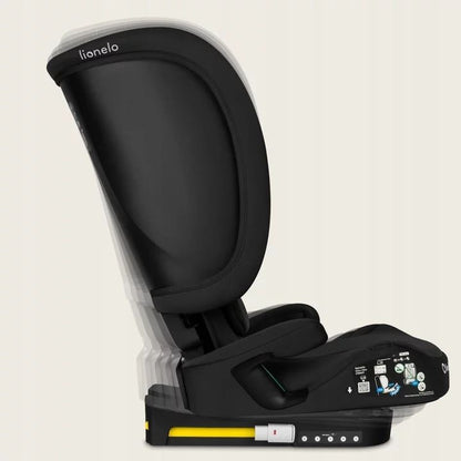 Scaun auto pliabil, Lionelo, Orin, i-Size, 100-150 cm, Tetiera reglabila in 14 pozitii, Spatar in 4 pozitii, Isofix+Top Tether, Sezut ergonomic, Husa transport, Suport sticla, Albastru