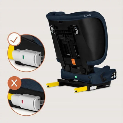 Scaun auto pliabil, Lionelo, Orin, i-Size, 100-150 cm, Tetiera reglabila in 14 pozitii, Spatar in 4 pozitii, Isofix+Top Tether, Sezut ergonomic, Husa transport, Suport sticla, Albastru