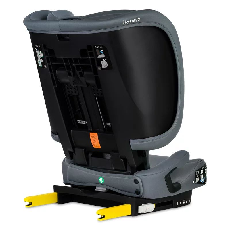 Scaun auto pliabil, Lionelo, Orin, i-Size, 100-150 cm, Tetiera reglabila in 14 pozitii, Spatar in 4 pozitii, Isofix+Top Tether, Sezut ergonomic, Husa transport, Suport sticla, Gri Grafit