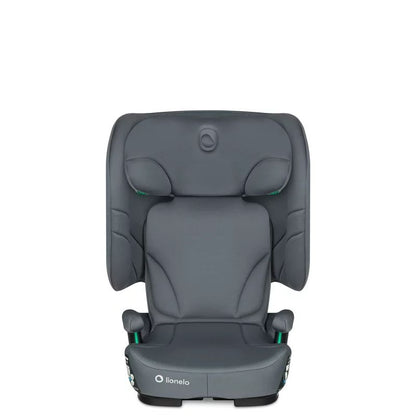 Scaun auto pliabil, Lionelo, Orin, i-Size, 100-150 cm, Tetiera reglabila in 14 pozitii, Spatar in 4 pozitii, Isofix+Top Tether, Sezut ergonomic, Husa transport, Suport sticla, Gri Grafit