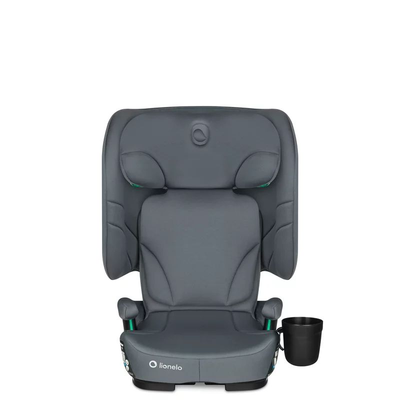 Scaun auto pliabil, Lionelo, Orin, i-Size, 100-150 cm, Tetiera reglabila in 14 pozitii, Spatar in 4 pozitii, Isofix+Top Tether, Sezut ergonomic, Husa transport, Suport sticla, Gri Grafit