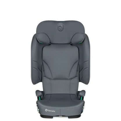 Scaun auto pliabil, Lionelo, Orin, i-Size, 100-150 cm, Tetiera reglabila in 14 pozitii, Spatar in 4 pozitii, Isofix+Top Tether, Sezut ergonomic, Husa transport, Suport sticla, Gri Grafit