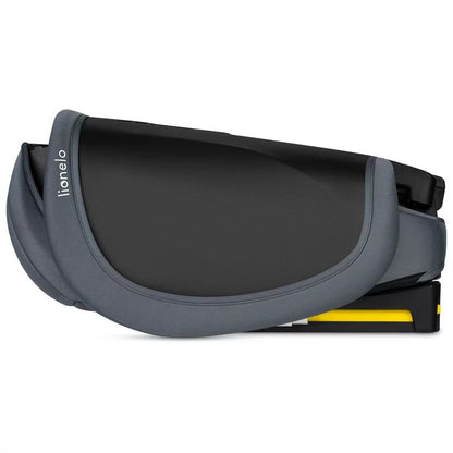 Scaun auto pliabil, Lionelo, Orin, i-Size, 100-150 cm, Tetiera reglabila in 14 pozitii, Spatar in 4 pozitii, Isofix+Top Tether, Sezut ergonomic, Husa transport, Suport sticla, Gri Grafit