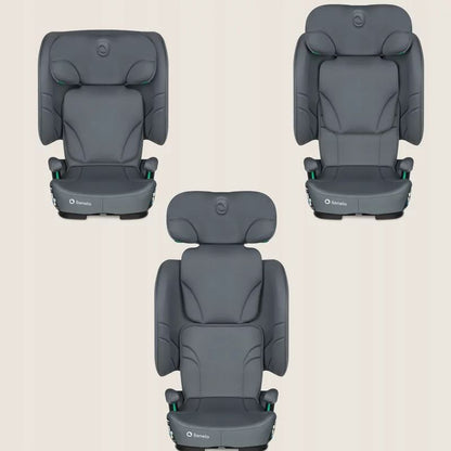 Scaun auto pliabil, Lionelo, Orin, i-Size, 100-150 cm, Tetiera reglabila in 14 pozitii, Spatar in 4 pozitii, Isofix+Top Tether, Sezut ergonomic, Husa transport, Suport sticla, Gri Grafit