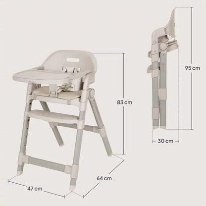Scaun de masa, Lionelo, Matt, 3 in 1, Pliabil, Cu tava detasabila, Cu centuri de siguranta in 5 puncte, Suport pentru picioare si sezut reglabile, Pana la 110 kg, 6 luni – adult, Bej