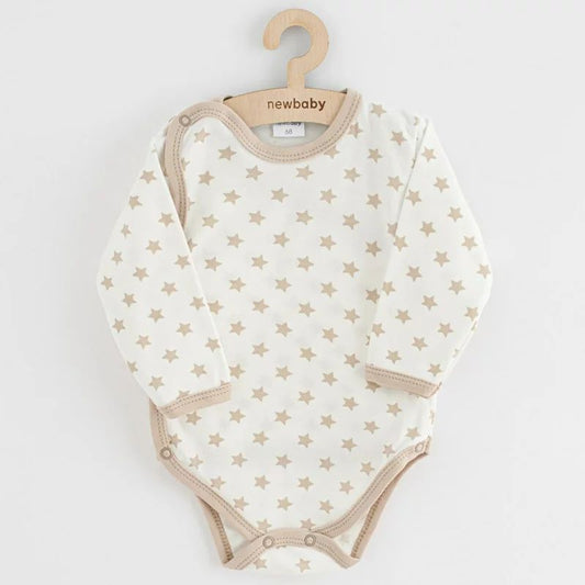 Set 3 piese, New Baby, Classic II, Include 3 body-uri cu maneca lunga, Marime 62, Din bumbac 100%, Beige
