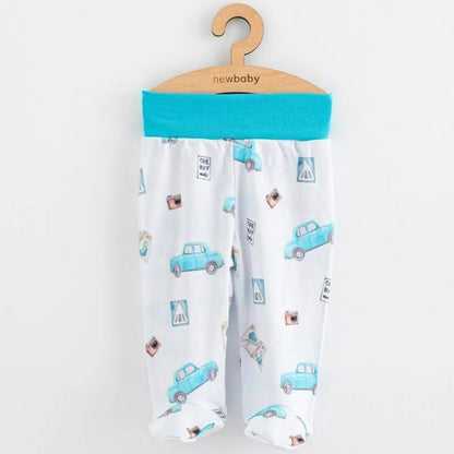 Set 3 piese, New Baby, Classic II, Include 3 perechi de pantalonasi cu botosei, Marime 62, Din bumbac 100%, Blue