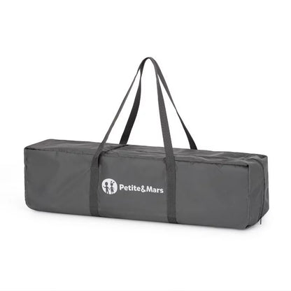 Tarc pliant, Petite&Mars, Nook, 90 x 90 cm, Pliere compacta, Include geanta de transport, Intrare laterala, Pereti din plasa, Structura stabila, Pana la 15 kg, 0 luni+, Gri