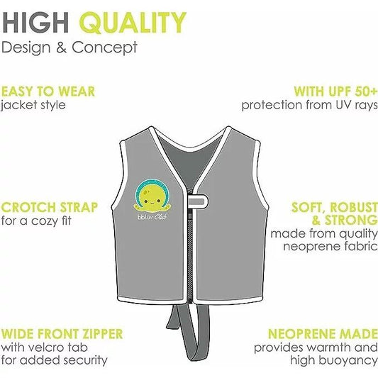 Vesta pentru inot, BBluv, Naj, Cu protectie solara SPF 50+, Neopren, Small, 1-3 ani, Aqua
